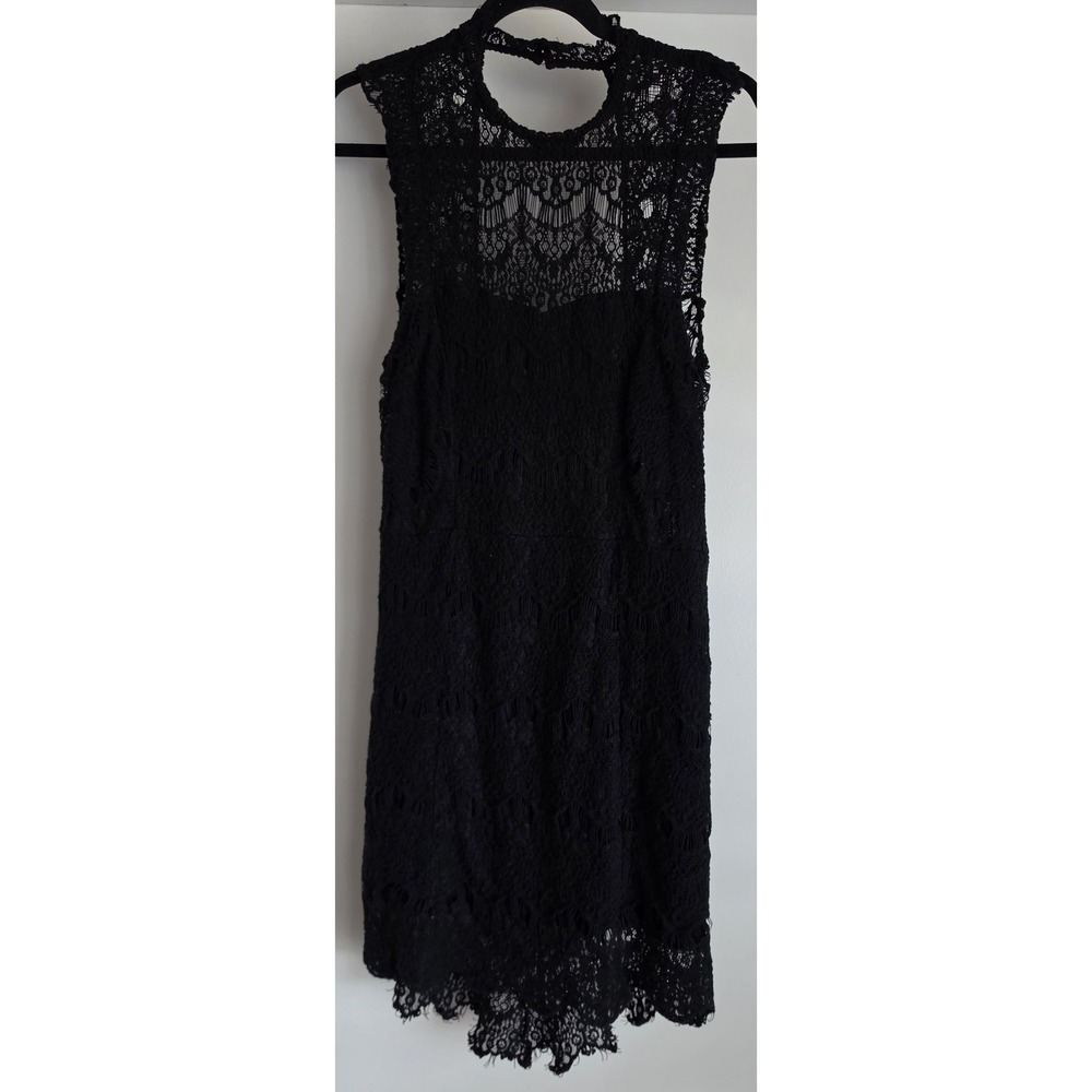 Intimately Free People Black Lace Sleeveless Mini Dress Boho Round Neck Gown